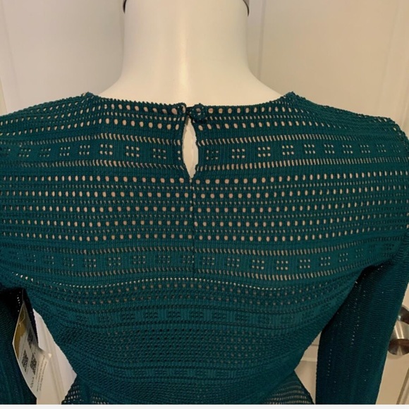 BCBG Max Azria Daina Green Mesh Overlay Long Sleeve Mini Dress, Size S - Picture 6 of 6